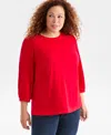 Style & Co Plus Size Embellished Floral Crewneck Top, Macy's Exclusive In Animal Print