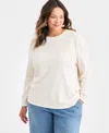 Style & Co Plus Size Embroidered Crewneck Sweatshirt, Macy's Exclusive In Red