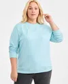 Style & Co Plus Size Embroidered Crewneck Sweatshirt, Macy's Exclusive In Blue