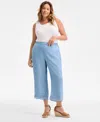 Style & Co Plus Size Embroidered-hem Chambray Pull-on Pants, Exclusively At Macy's In Anna Wash