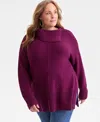 Style & Co Plus Size Envelope Neckline Tunic Sweater, Macy's Exclusive In Burgundy