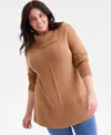 Style & Co Plus Size Envelope Neckline Tunic Sweater, Macy's Exclusive In Neutral