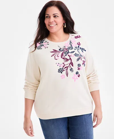 Style & Co Women's Printed Fleece Sweatshirt, Macy's Exclusive In Multi