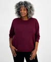 Style & Co Women's Long-sleeve Crewneck Sweatshirt, Created For Macy's In Berried Treasure
