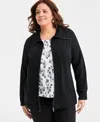 Style & Co Plus Size Fleece Zip-front Tunic, Exclusively At Macy's In Black