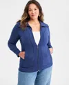 Style & Co Plus Size Fleece Zip-front Tunic, Exclusively At Macy's In Blue