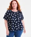 Style & Co Plus Size Floral-print Puff-sleeve Top In Multi