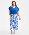 Style & Co Plus Size Floral-print Wide-leg Pants, Exclusively At Macy's In Multi