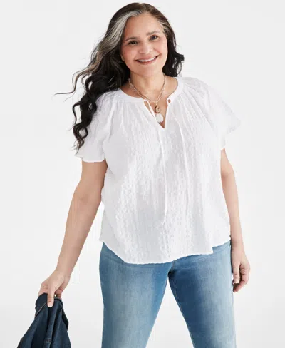 Style & Co Plus Size Flutter-sleeve Top, Created For Macy's In Bright White