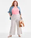 Style & Co Plus Size Gauze Wide-leg Pull-on Pants, Created For Macy's In White
