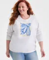 Style & Co Plus Size Graphic Fleece Sweatshirt, Macy's Exclusive In White