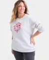 Style & Co Plus Size Graphic Fleece Sweatshirt, Macy's Exclusive In White