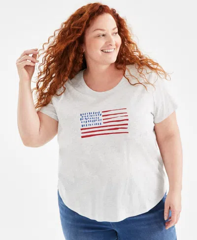 Style & Co Plus Size Graphic T-shirt, Created For Macy's In Flag Gumball Red