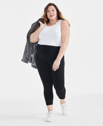 STYLE & CO PLUS SIZE HIGH-RISE CROPPED LEGGINGS, CREATED FOR MACY'S