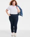 Style & Co Plus Size High-rise Cropped Straight-leg Jeans, Exclusively At Macy's In Dark Wash