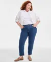 Style & Co Plus Size High-rise Cropped Straight-leg Jeans, Exclusively At Macy's In Medium Light