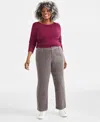 Style & Co Plus Size High-rise Straight-leg Corduroy Pants, Created For Macy's In Silver Spoon
