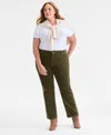Style & Co Plus Size High-rise Straight-leg Corduroy Pants, Macy's Exclusive In Green