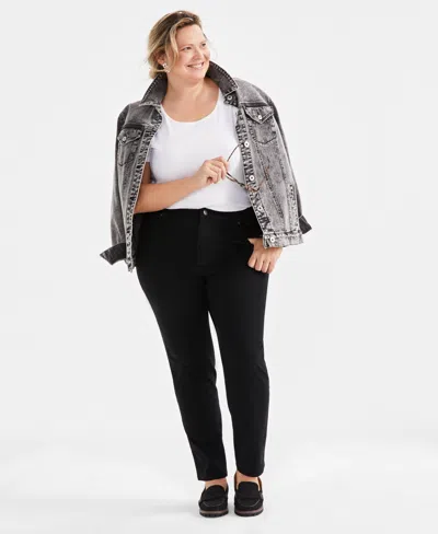Style & Co Plus Size High-rise Straight-leg Pants, Exclusively At Macy's In Deep Black