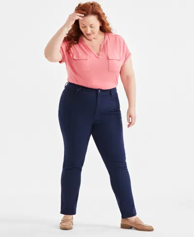 Style & Co Plus Size High-rise Straight-leg Pants, Exclusively At Macy's In Industrial