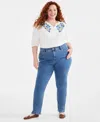 Style & Co Plus Size High-rise Straight-leg Jeans, Exclusively At Macy's In Blue