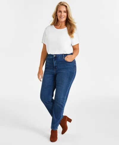 Style & Co Plus Size High-rise Straight-leg Jeans, Exclusively At Macy's In Blue