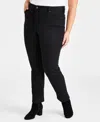 Style & Co Plus Size High-rise Straight-leg Jeans, Exclusively At Macy's In Deep Black