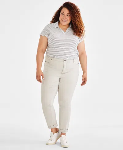 Style & Co Plus Size High-rise Straight-leg Pants, Created For Macy's In Stonewall