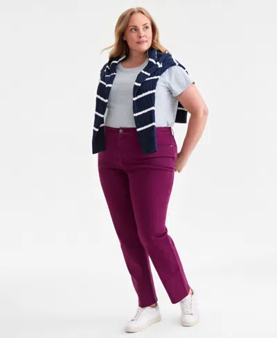 Style & Co Plus Size High-rise Straight-leg Pants, Exclusively At Macy's In Burgundy