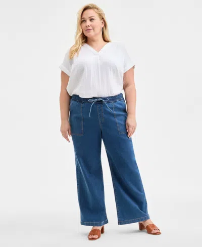 Style & Co Plus Size High-rise Wide-leg Jeans, Exclusively At Macy's