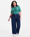 Style & Co Plus Size High Rise Wide-leg Jeans, Macy's Exclusive In Blue