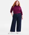 Style & Co Plus Size High Rise Wide-leg Jeans, Macy's Exclusive In Blue