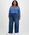 Style & Co Plus Size High Rise Wide-leg Jeans, Macy's Exclusive In Blue