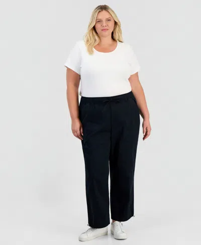 Style & Co Plus Size High-rise Bungee Crop Pants, Macy's Exclusive In Black