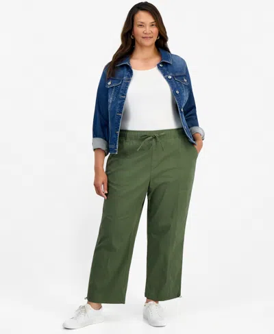 Style & Co Plus Size High-rise Bungee Crop Pants, Macy's Exclusive In Leafy Clover