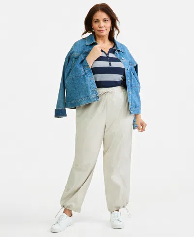 Style & Co Plus Size High-rise Bungee Crop Pants, Macy's Exclusive In Neutral