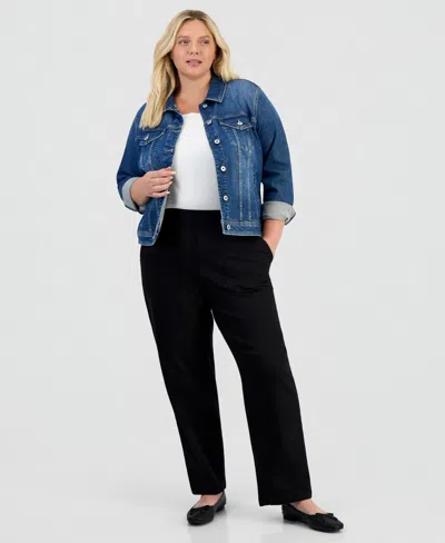 Style & Co Plus Size High-rise Pull-on Utility Jeans, Macy's Exclusive In Blue