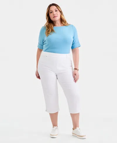 Style & Co Plus Size High-rise Shaping Capri Jeans, Macy's Exclusive In Blue