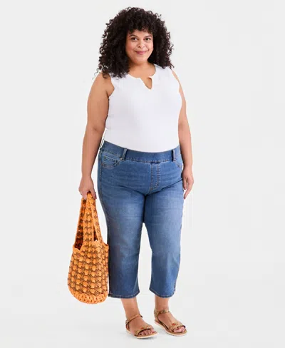 Style & Co Plus Size High-rise Shaping Capri Jeans, Macy's Exclusive In White