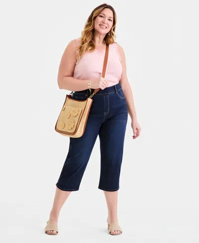 Style & Co Plus Size High-rise Shaping Capri Pants, Macy's Exclusive In Blue