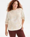 Style & Co Plus Size Holiday Floral Graphic Long-sleeve Sweatshirt, Macy's Exclusive In Neutral