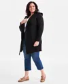 Style & Co Plus Size Hooded Open-front Cardigan Sweater, Macy's Exclusive In Black