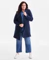 Style & Co Plus Size Hooded Open-front Cardigan Sweater, Macy's Exclusive In Blue