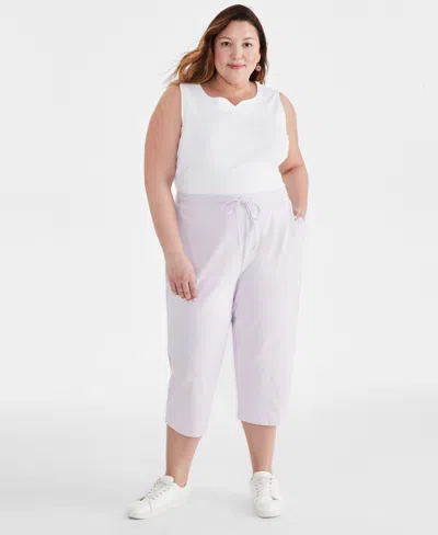 Style & Co Plus Size Knit Pull-on Capri Pants, Created For Macy's In Lavender Fog