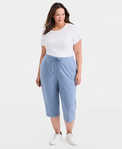 Style & Co Plus Size Knit Pull-on Capri Pants, Exclusively At Macy's In Blue