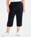 Style & Co Plus Size Knit Pull-on Capri Pants, Exclusively At Macy's In Deep Black