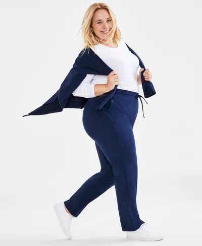 Style & Co Plus Size Knit Pull-on Pants, Created For Macy's In Industrial Blue
