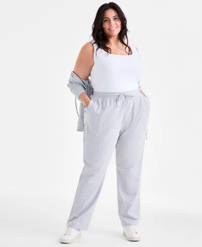 Style & Co Plus Size Knit Pull-on Pants, Exclusively At Macy's In Gray