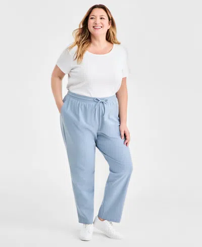 Style & Co Plus Size Knit Pull-on Pants, Exclusively At Macy's In Blue
