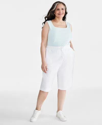 Style & Co Plus Size Knit Pull-on Skimmer, Created For Macy's In Bright White